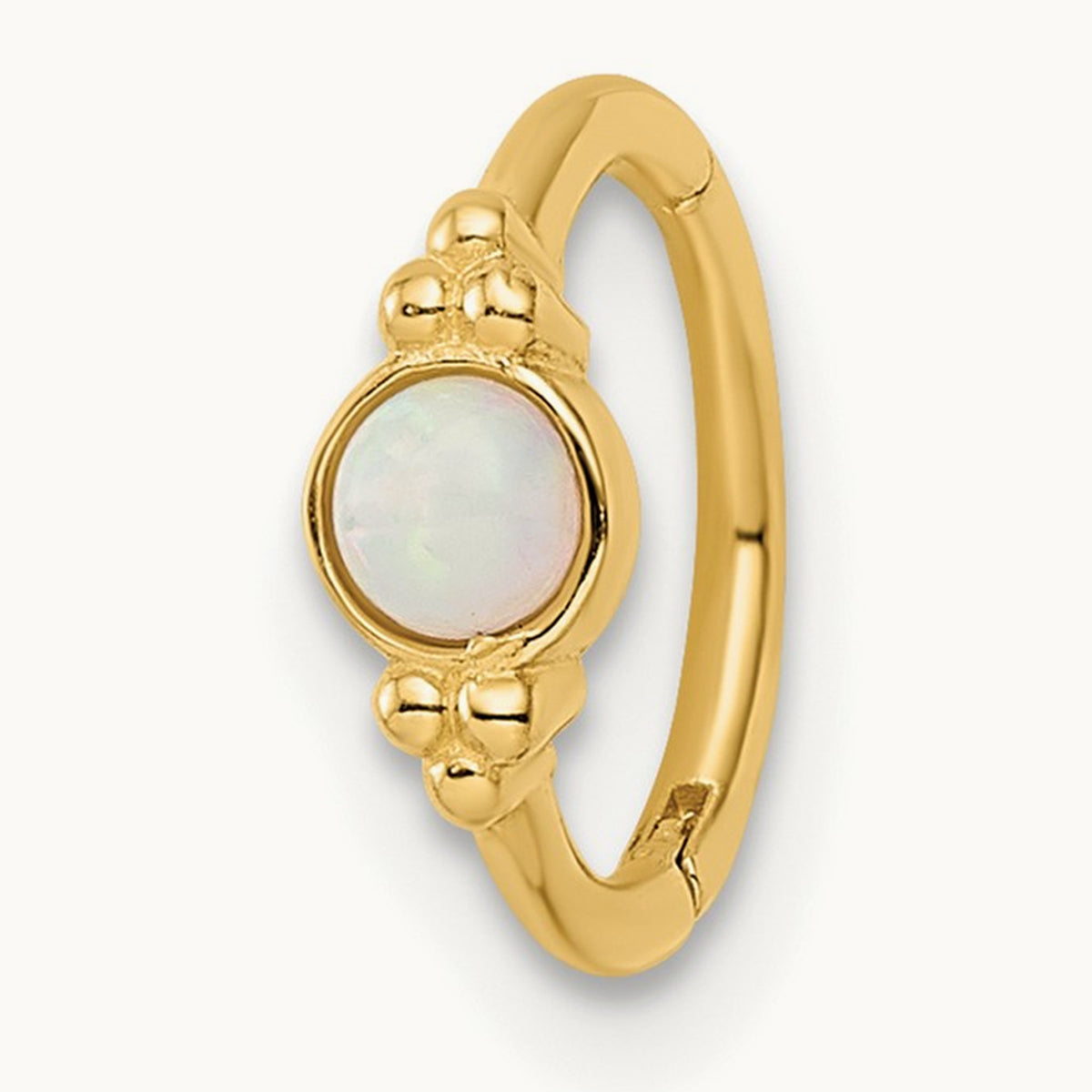 18 Gauge Created Opal Cartilage Ring, 14K