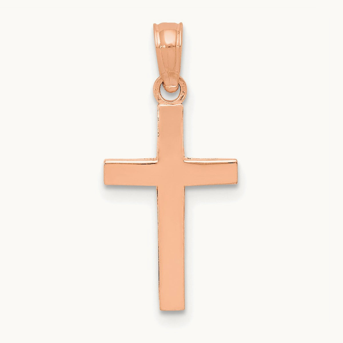 Beveled Cross Charm — 14K Rose Gold, 22.8mm