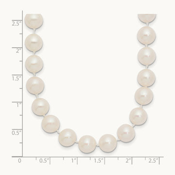 8- White Near Round Freshwater Cultured Pearl Necklace, 14K