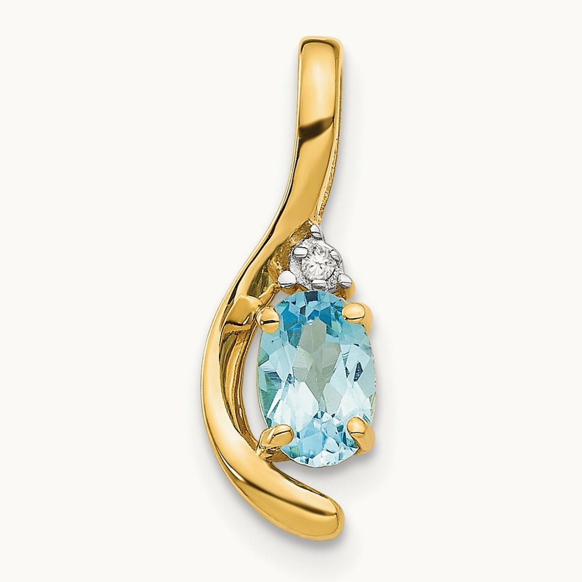 Blue Topaz and Diamond Pendant — 14K Yellow Gold