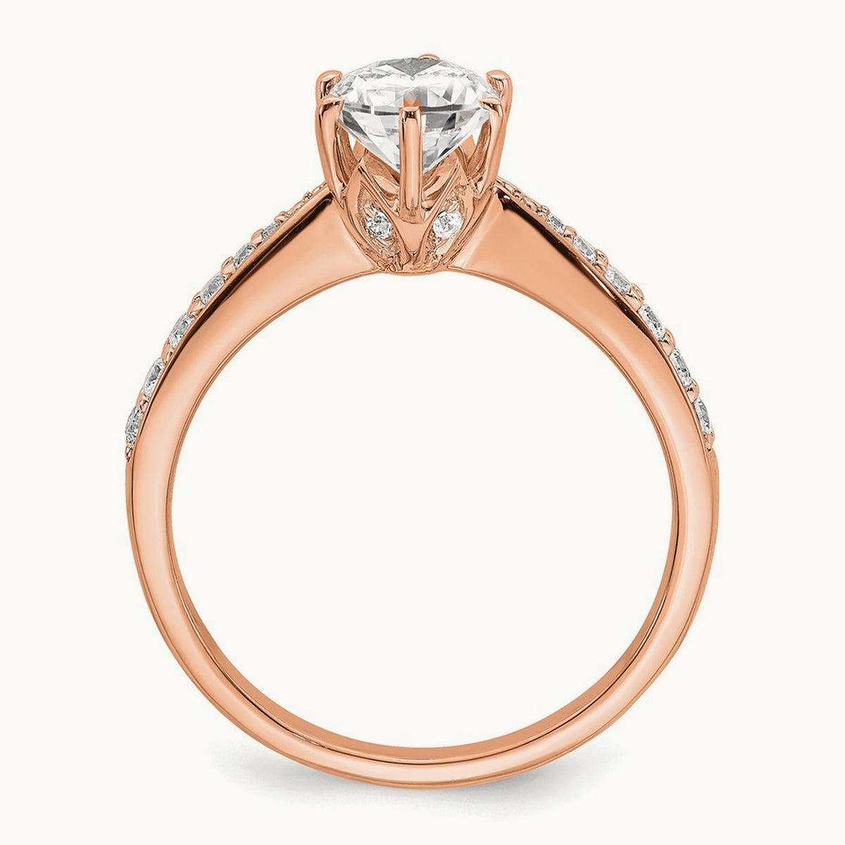 Oval Leaf Design Semi-Mount Ring — 1 ct, 7