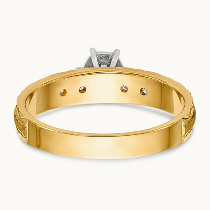 AA Quality Trio Complete Engagement Ring, 14K