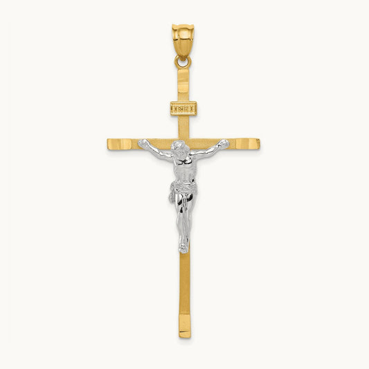 Crucifix Pendant, 14K Two-tone