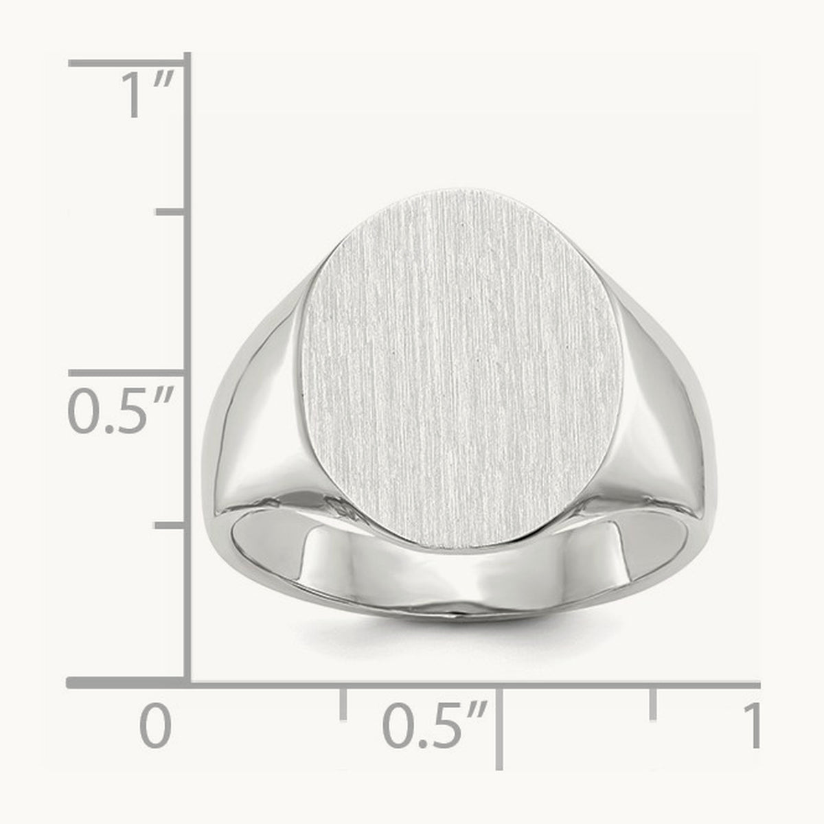 15.0x18. Closed Back Mens Signet Ring, 5mm, 14K White Gold