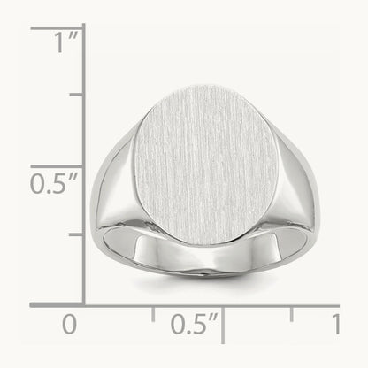 15.0x18. Closed Back Mens Signet Ring, 5mm, 14K White Gold