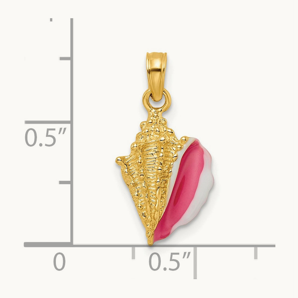 Textured and Enamel Conch Shell Pendant — 19mm