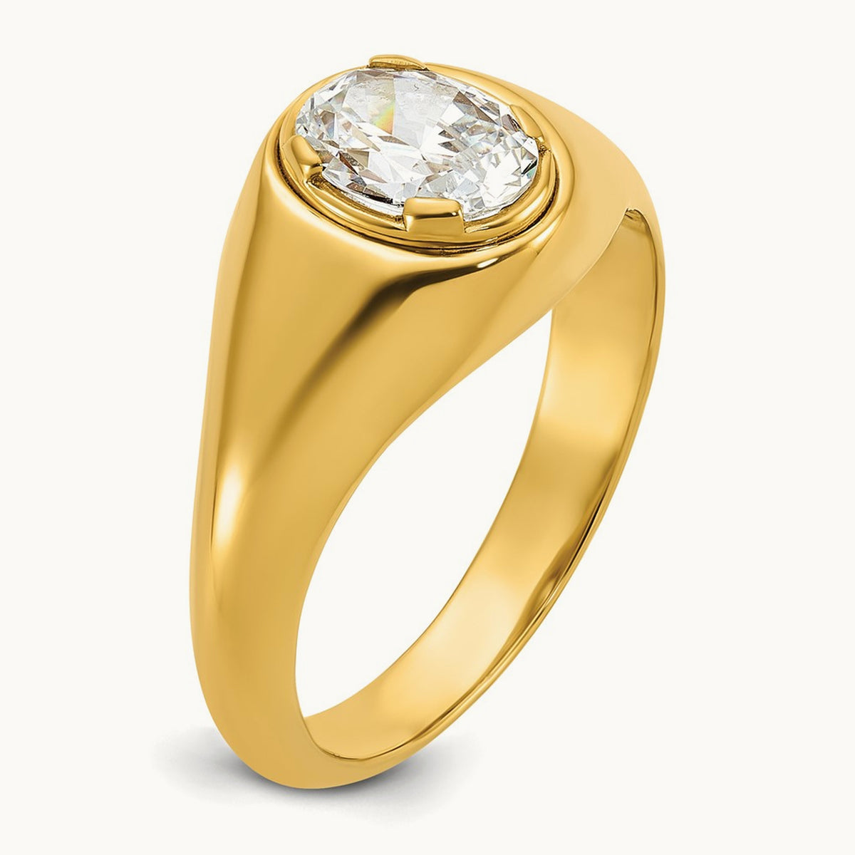 Oval Men's Ring — 14K Yellow Gold, 10