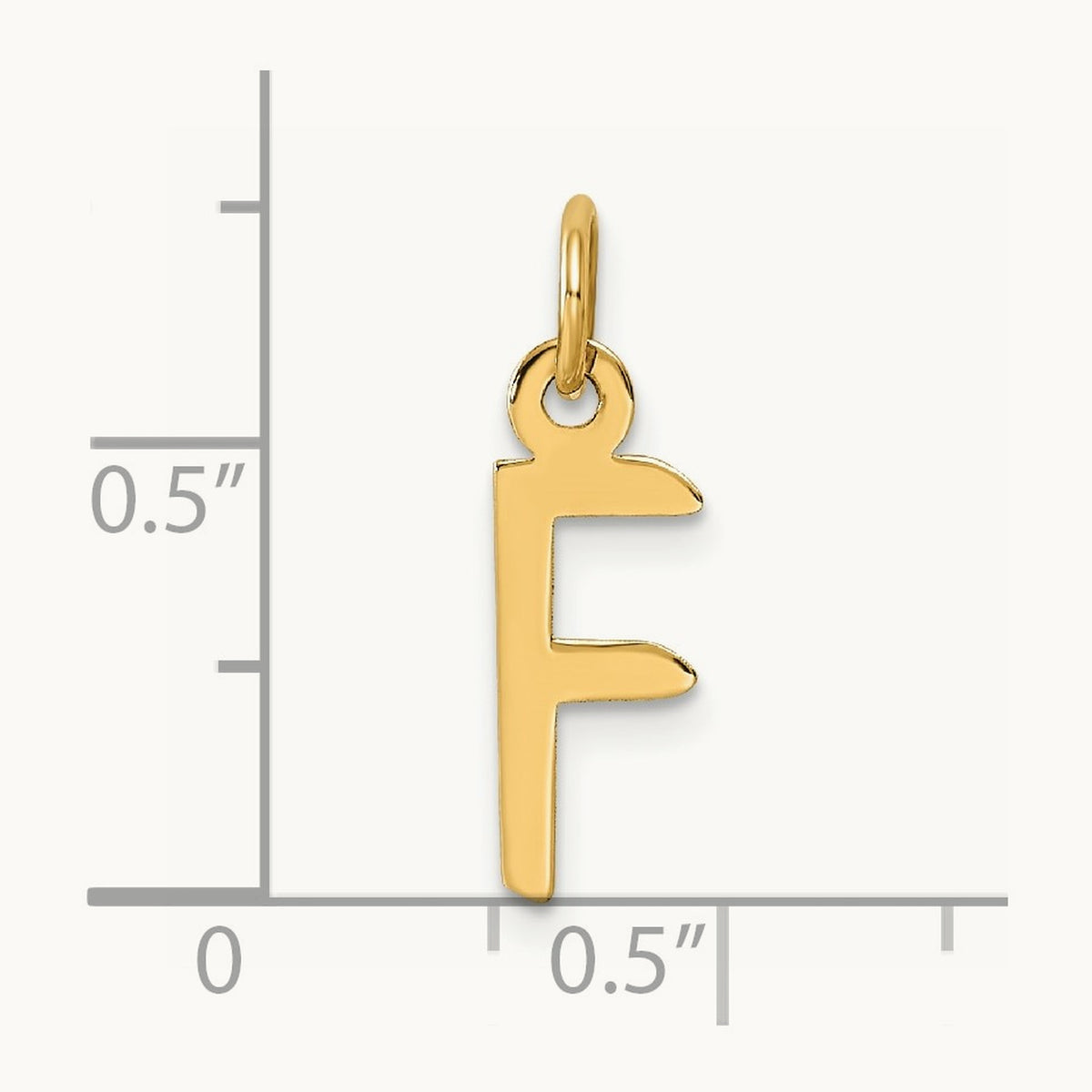 Slanted Block Initial Charm — 14K Yellow Gold, F