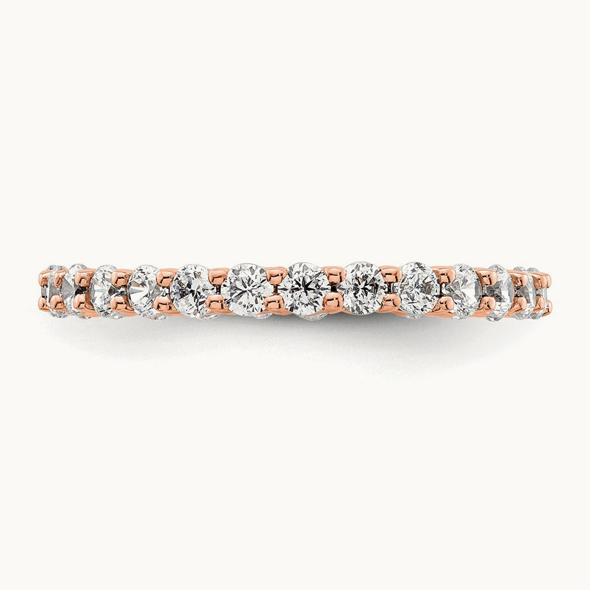 Polished Shared Prong Diamond Eternity Band — 14K Rose Gold, 0.999 ct