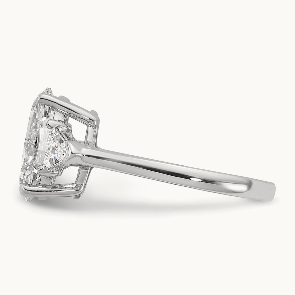 Oval & Trillion 3 Stone Engagement Ring, 1.50-4.00 ct tw Lab-Grown Diamond — 3 1/8 ct, 14K White Gold