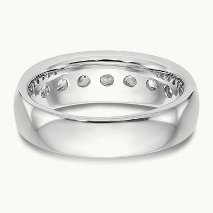 7-Stone Diamond Channel Band, 14K White Gold