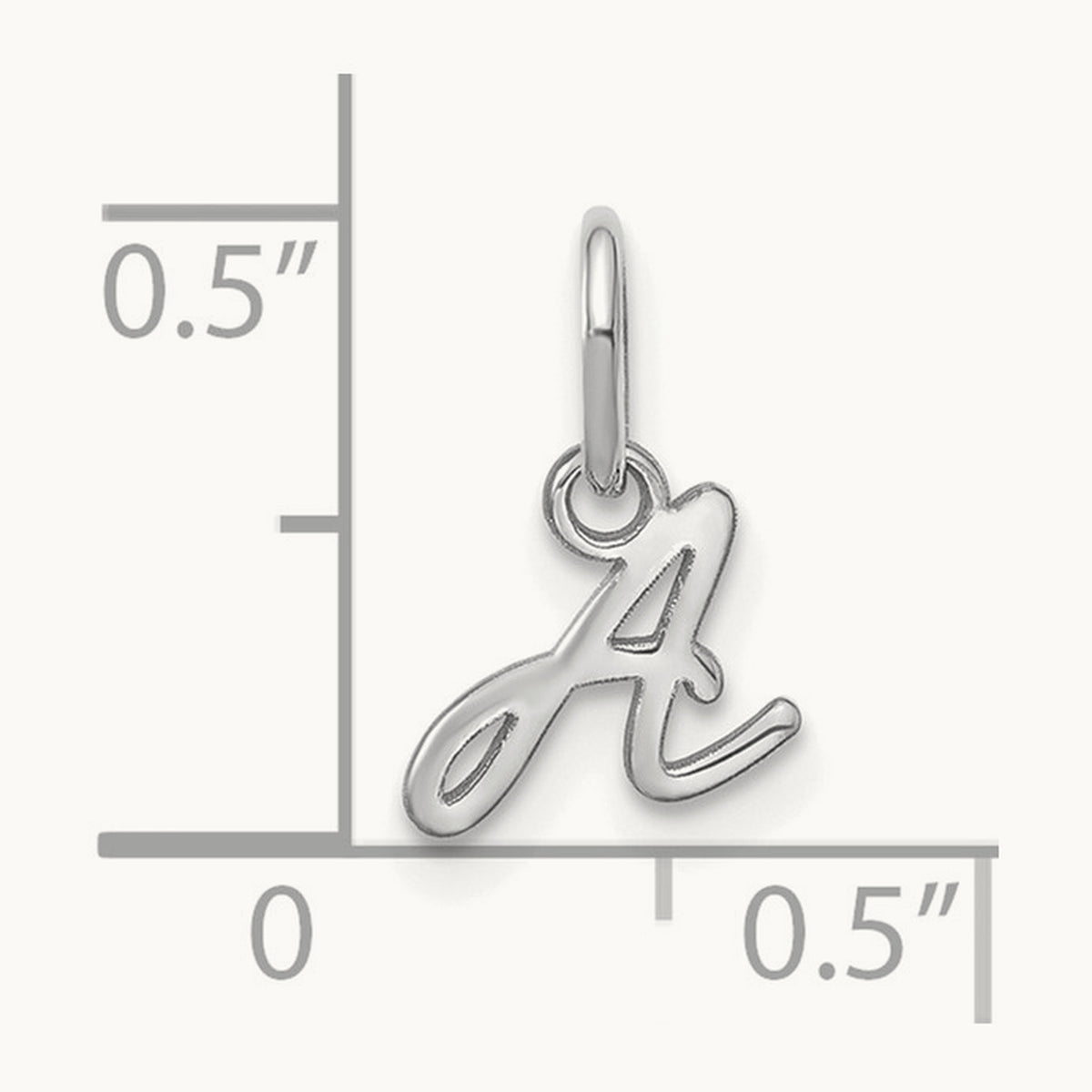 Upper case Initial Charm — 14K White Gold, A