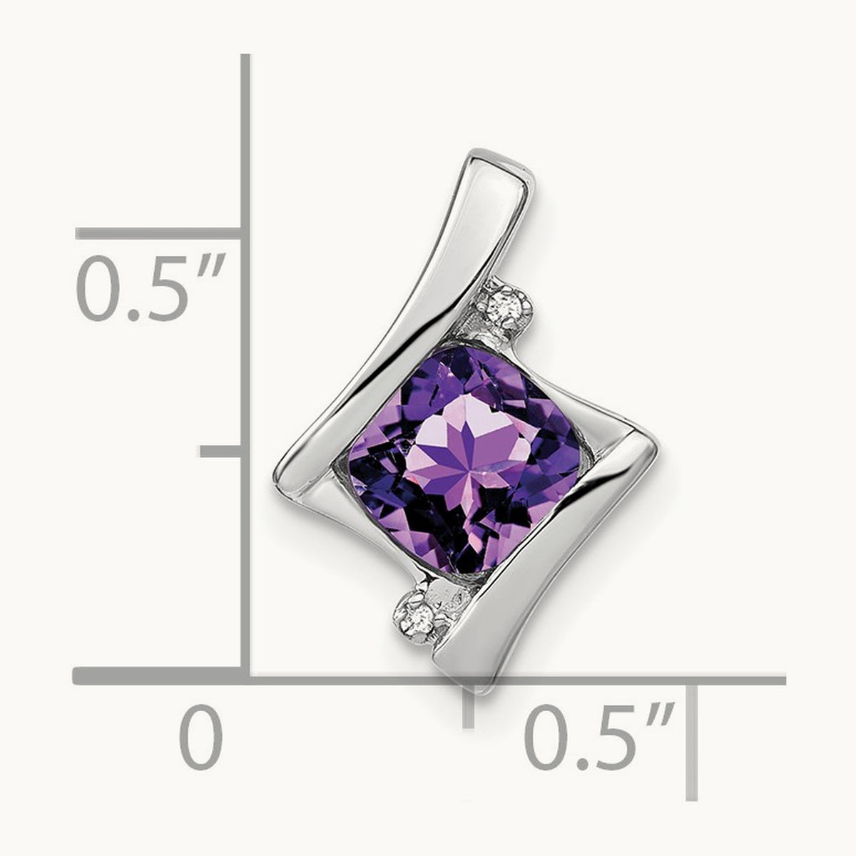 Amethyst and Diamond Pendant — 14K White Gold