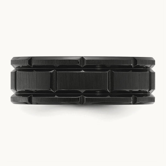 Brushed and Polished Black IP-plated Band, 8mm, Stainless Steel