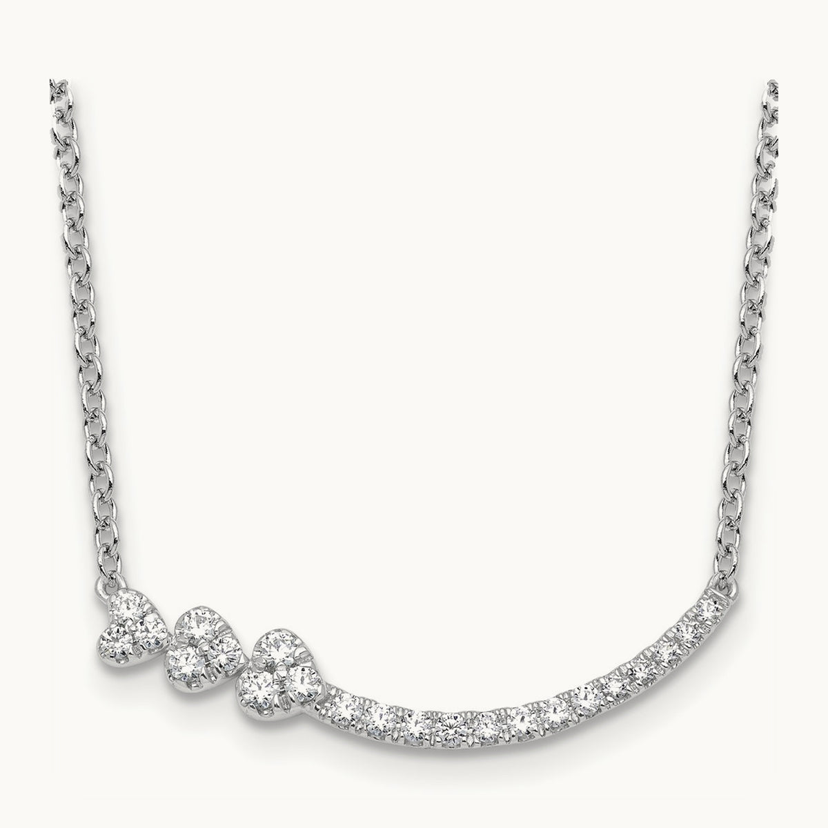 Fashion Hearts Bar Necklace, 0.25 ct tw Lab-Grown Diamond — 14K White Gold