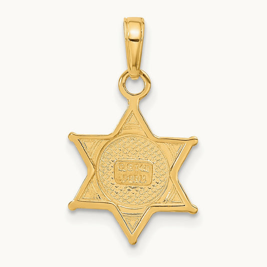 DEPUTY SHERIFF Badge with Bear Pendant, 14K