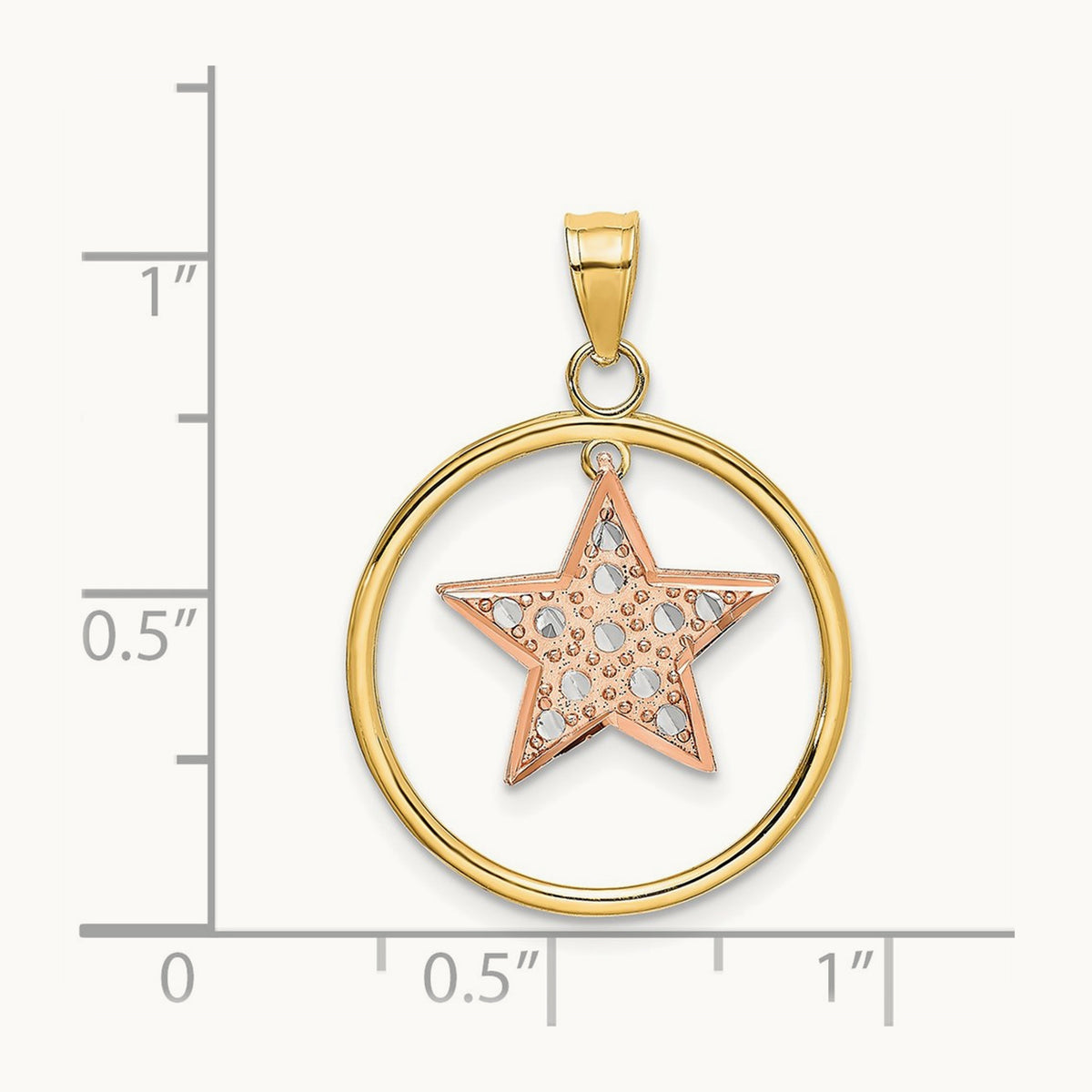w/White Rhodium Star in Frame Moveable Charm, 14K Two-tone