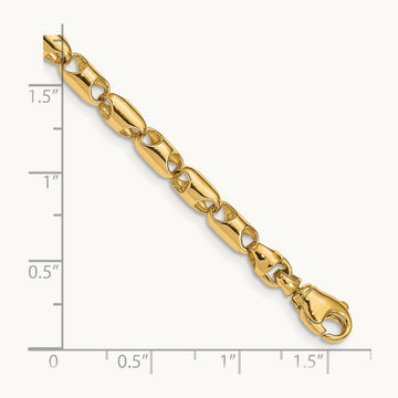 Fancy Barrel Link Chain, 4.1mm, 14K