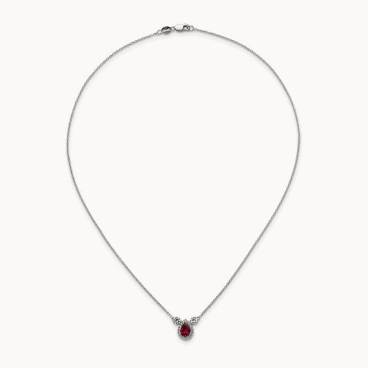 Created Ruby 3 Stone Necklace, 0.50 ct tw Lab-Grown Diamond