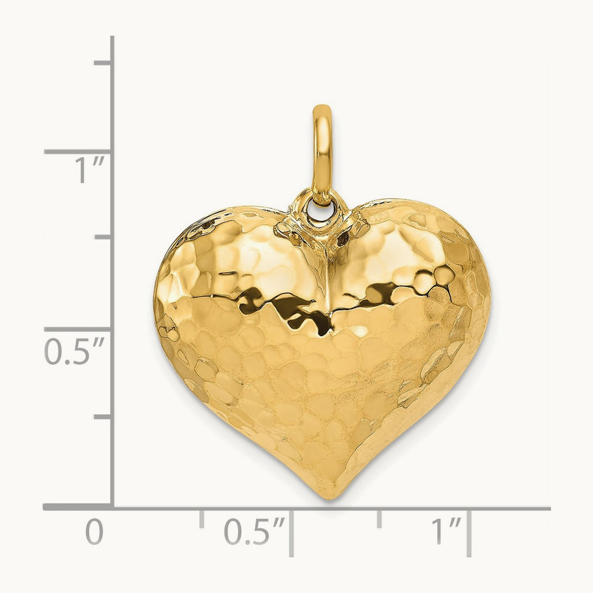 Polished and Hammered 3-D Heart Pendant — 27mm