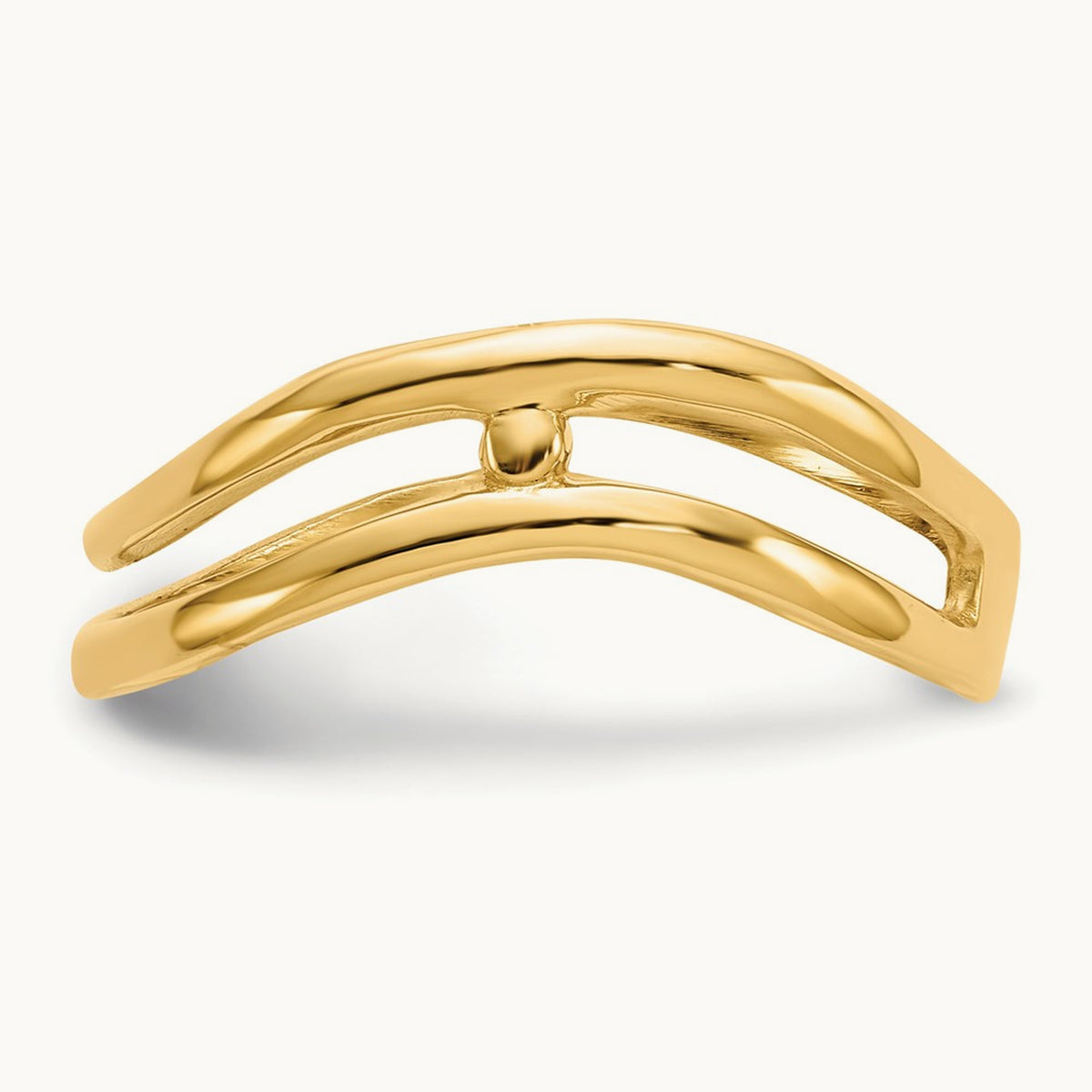 Polished Double Wave Fashion Thumb Ring, 14K Gold