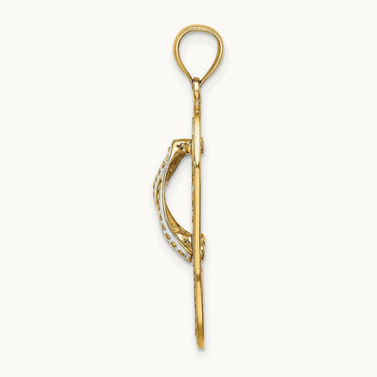 Multi Heart Flip-Flop w/ White Enamel Charm, 14K