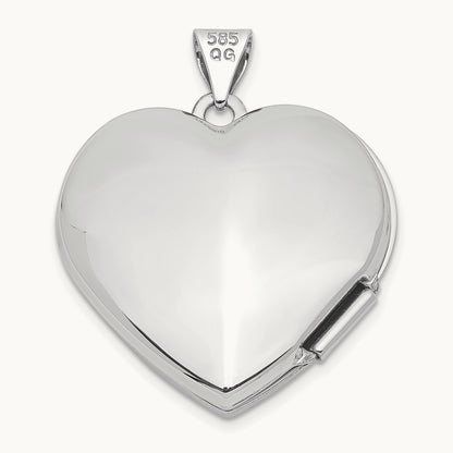 Polished Heart-Shaped Domed Locket, 14K White Gold