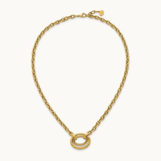Polished Double Oval 17.5 w/.5in ext. Fancy Necklace, 14K