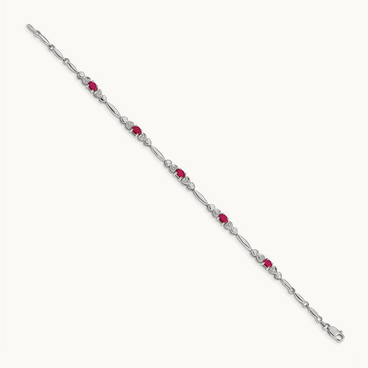Diamond and Ruby Bracelet — 14K White Gold