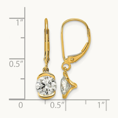 Round Half Bezel Set Leverback Earrings, 2.00 ct tw Lab-Grown Diamond