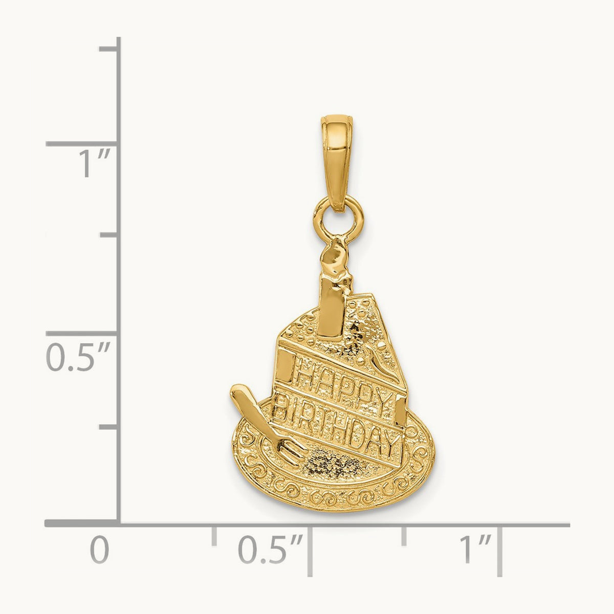 Slice of Cake with Candle HAPPY BIRTHDAY Pendant, 14K
