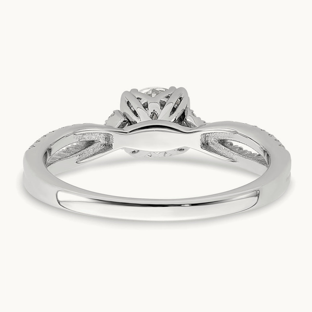 Criss-Cross 3/4ct Round Semi-Mount Eng Dia Ring, 14K White Gold