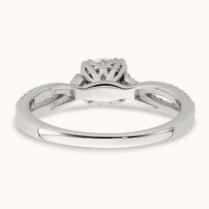 Criss-Cross 3/4ct Round Semi-Mount Eng Dia Ring, 14K White Gold