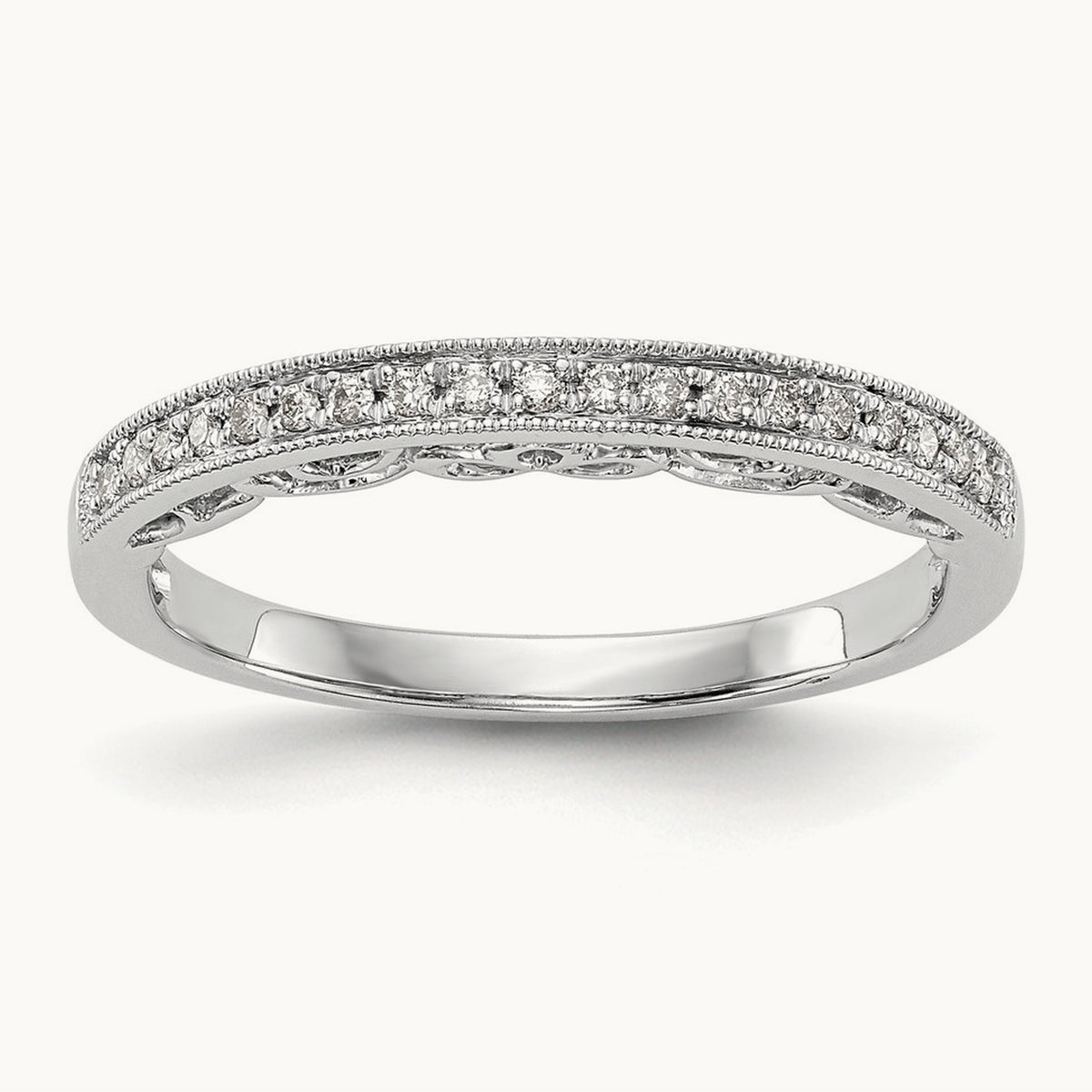 Round Diamond Wedding Band, 14K White Gold
