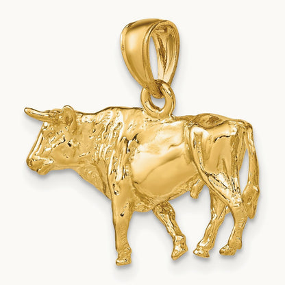 3-D Bull w/Horns Charm, 14K