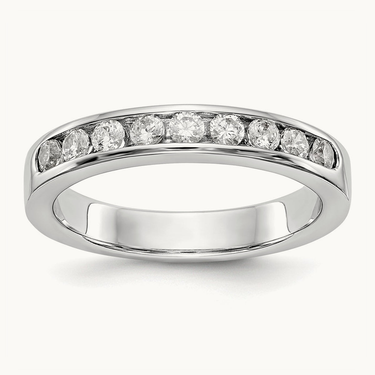 9-Stone Diamond Channel Band, 14K White Gold
