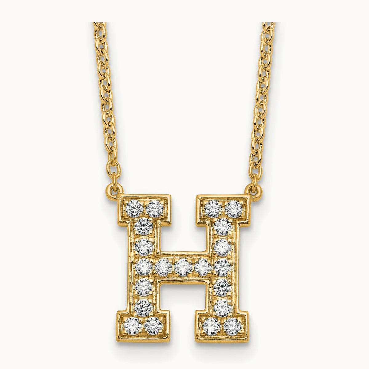 Initial Necklace — 14K Yellow Gold, H, 1/2 ct