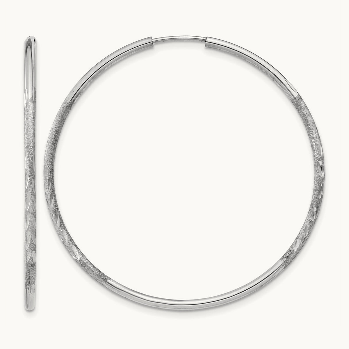 Diamond-cut Endless Hoop Earrings — 40mm, 1.5mm