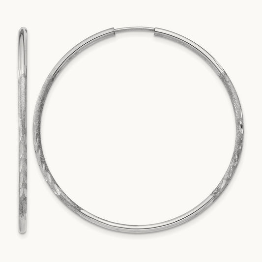 Diamond-cut Endless Hoop Earrings — 40mm, 1.5mm