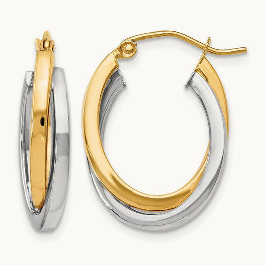 Polished Double Oval Twist Hoop Earrings — 16mm