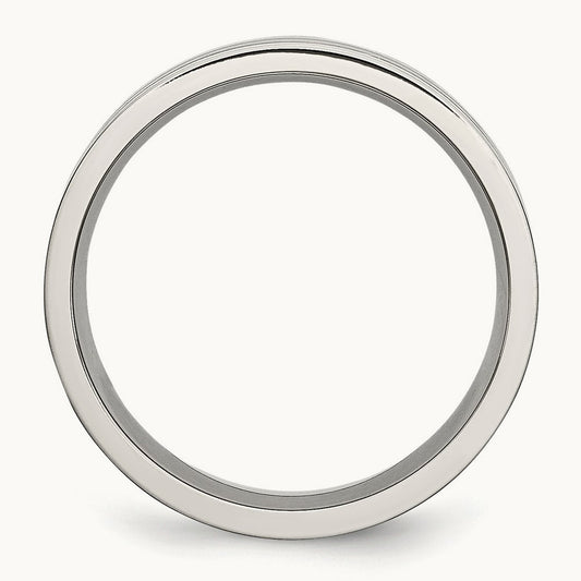 Polished with Satin Center Grooved Band — 6mm