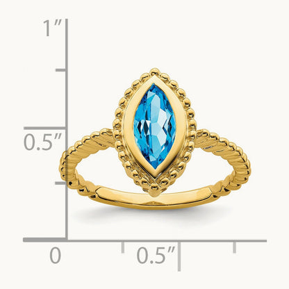 Marquise Blue Topaz Ring, 14K