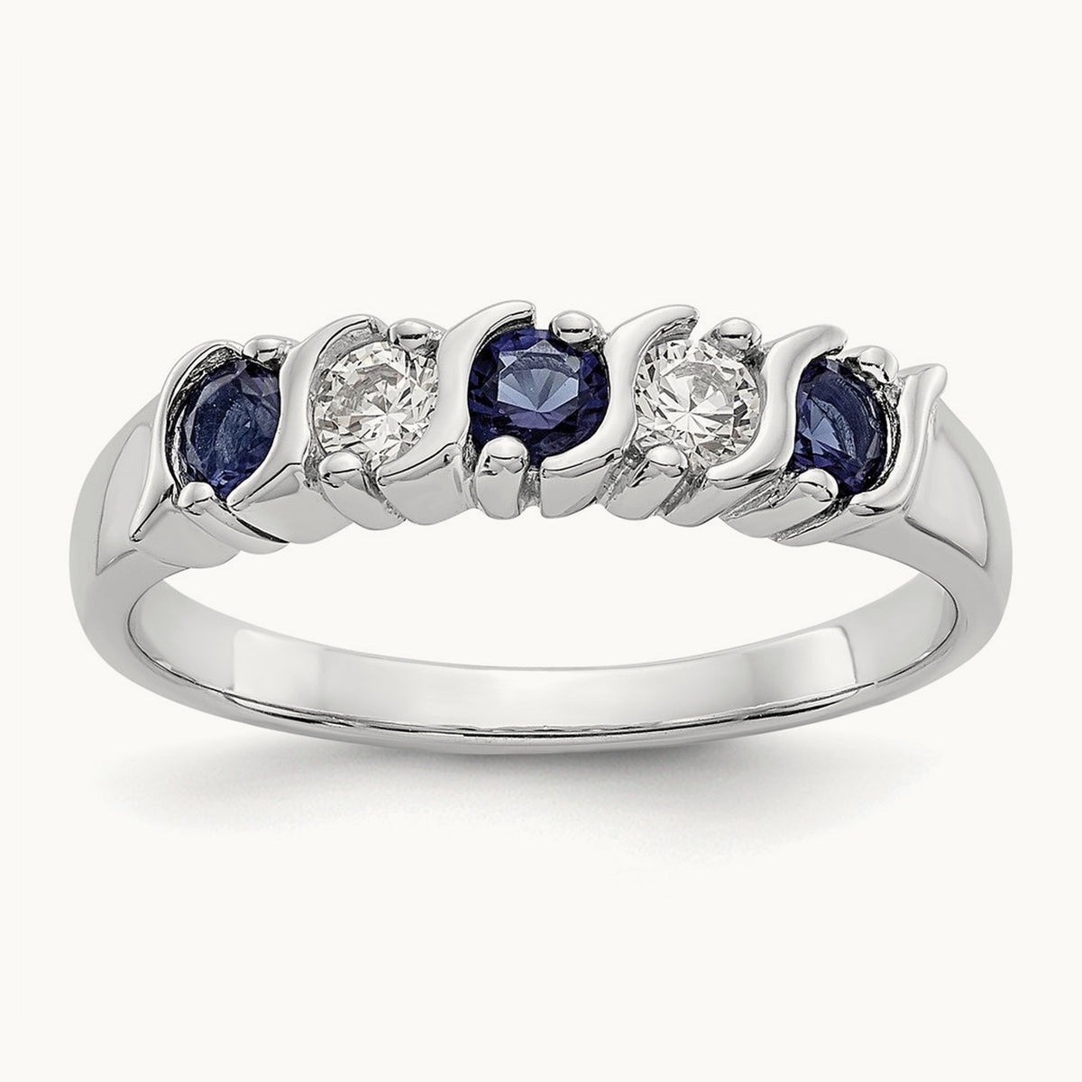 Diamond with Sapphire Band — 14K White Gold, 0.2 ct, 7