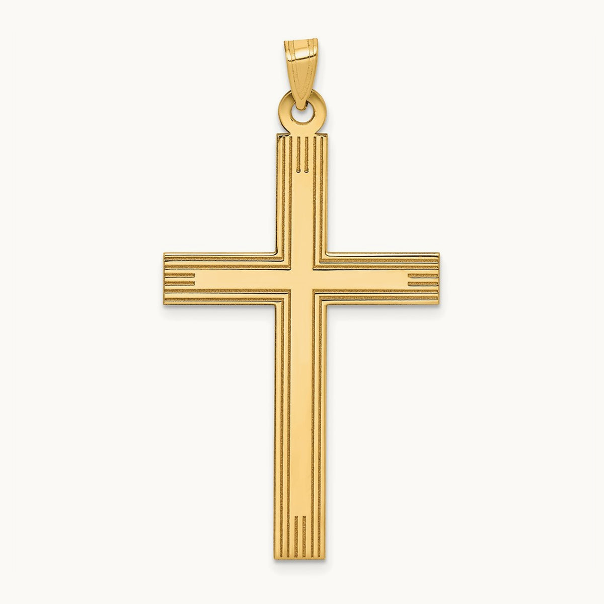 Laser Etched Cross Charm — 14K Yellow Gold, 50mm