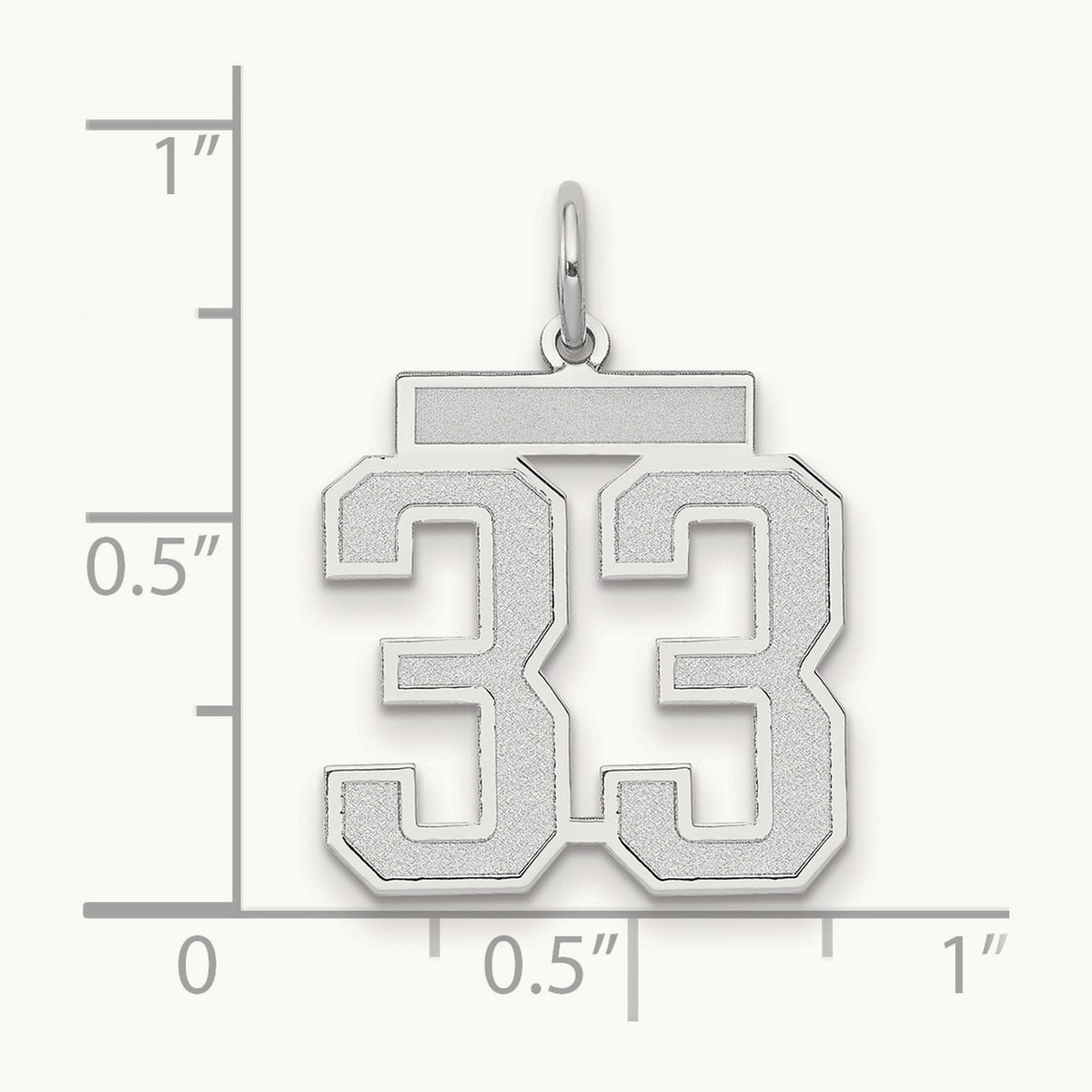 Medium Satin Number 33 Charm — 14K White Gold