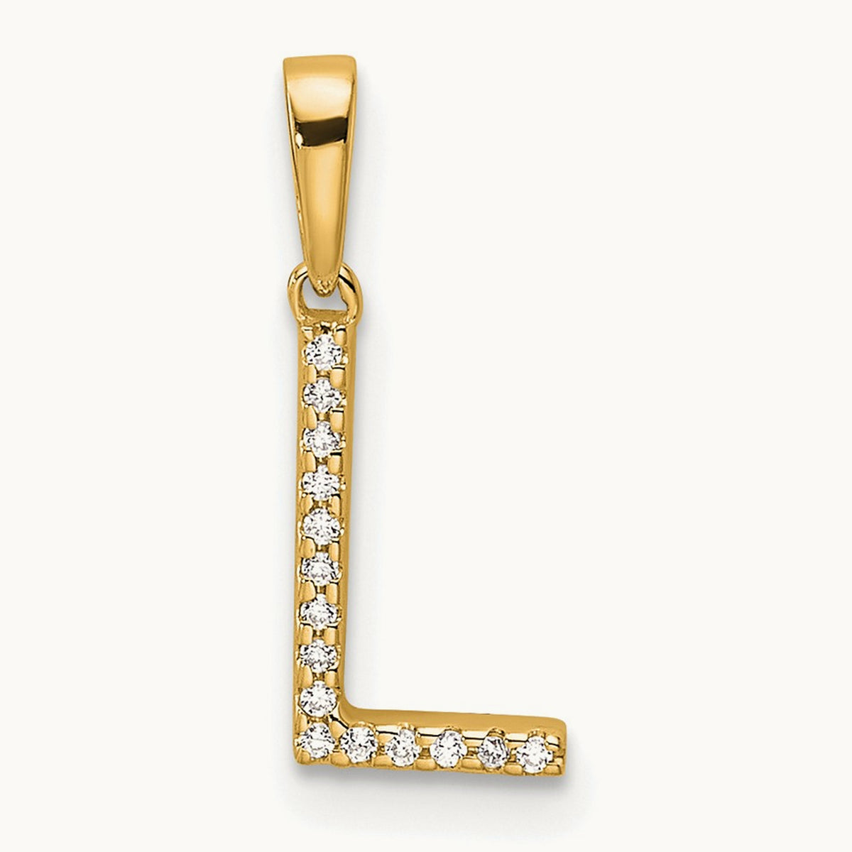 Diamond Letter L Initial Pendant, 14K