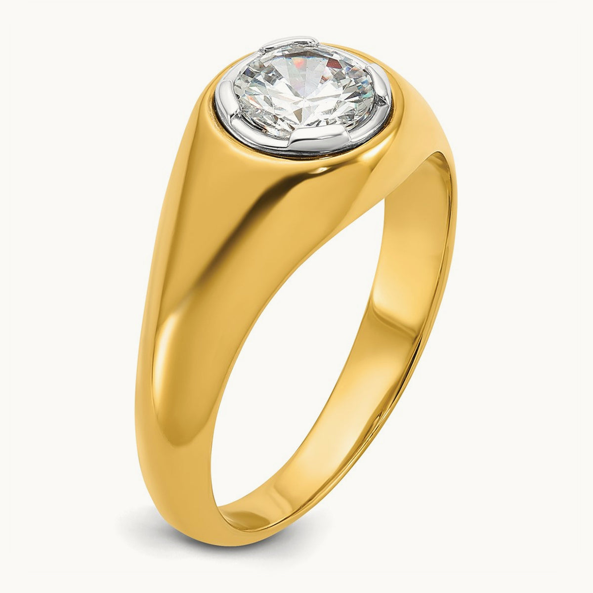 Round Men's Ring — 14K Yellow Gold, 10