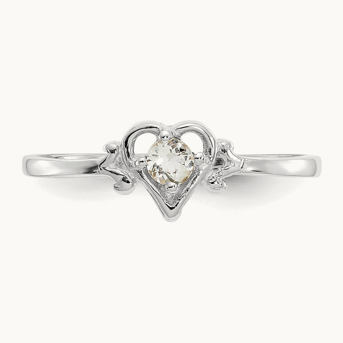 Aquamarine Birthstone Heart Ring, 14K White Gold