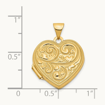 Scrolled LOVE YOU ALWAYS Heart Locket — 14K Yellow Gold, 24mm
