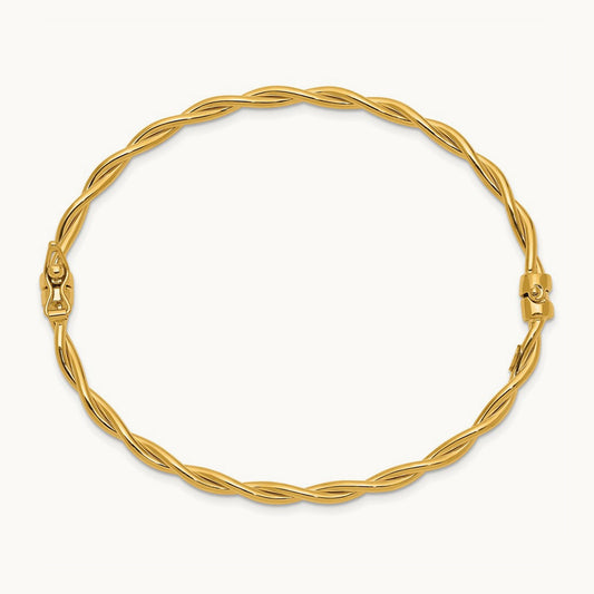 Twisted Hinged Bangle, 14K Yellow Gold